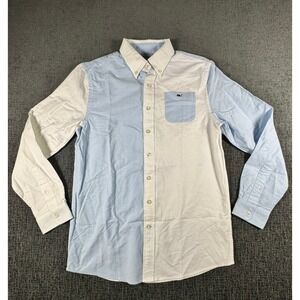 Vineyard Vines Boys L 16 Whale Shirt Colorblock Oxford Button Down Blue White